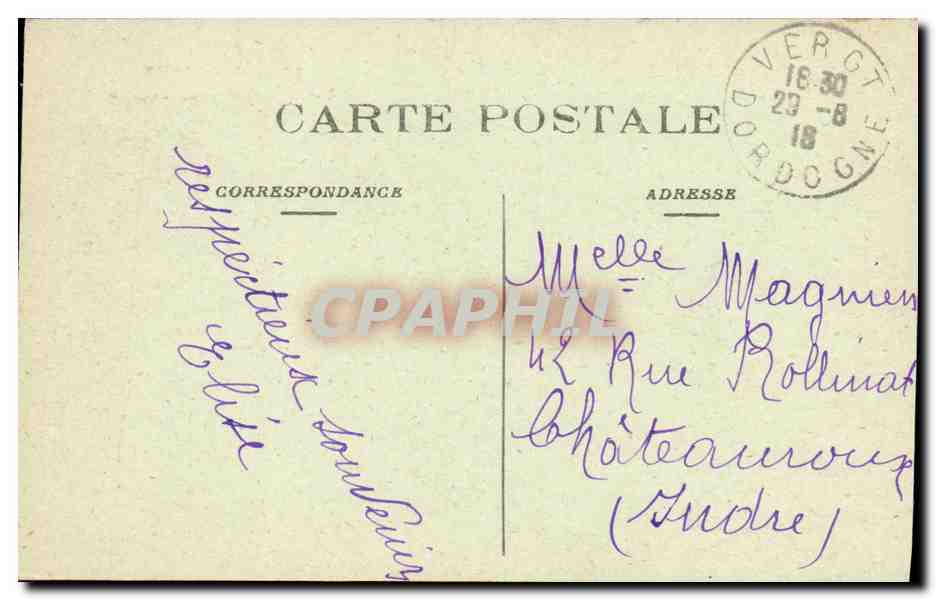 CPA Perigueux Tour Romaine de Vesone — Rückseite