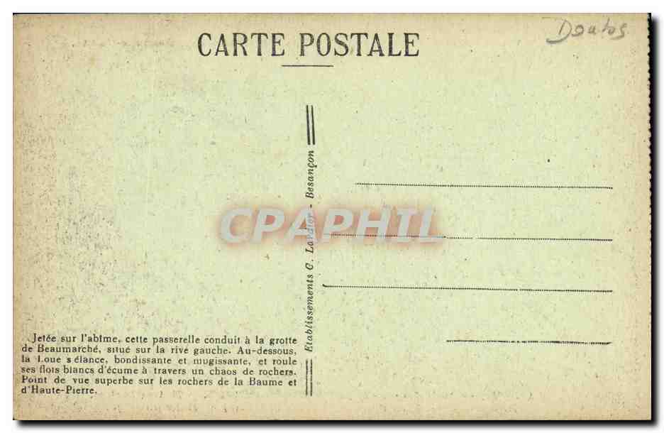 Vallée de la Loue — Passerelle du C.A.F. conduisant à la Grotte de Beaumarché — MOUTHIER-Haute-Pierre — Reverso