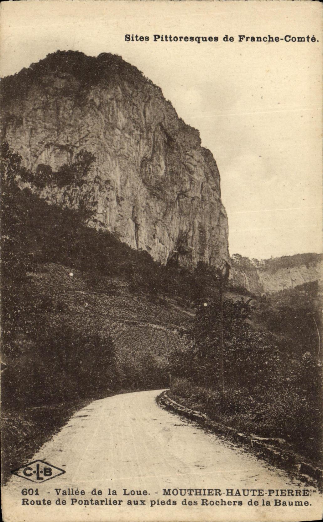 Vallée de la Loue — Route de Pontarlier aux pieds des Rochers de la Baume — C.L.B. n°601