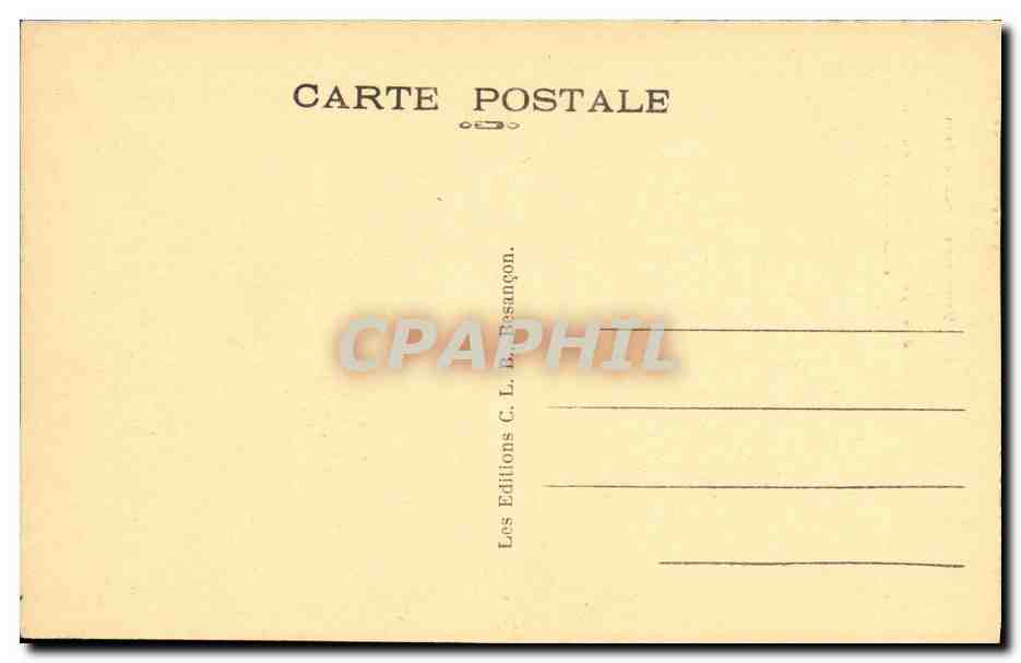 Frontière Franco-Suisse — Route pittoresque des Brenets au Saut du Doubs — Tête de Calvin — Éditeur C. L. B. Besançon, n° 944 — Verso