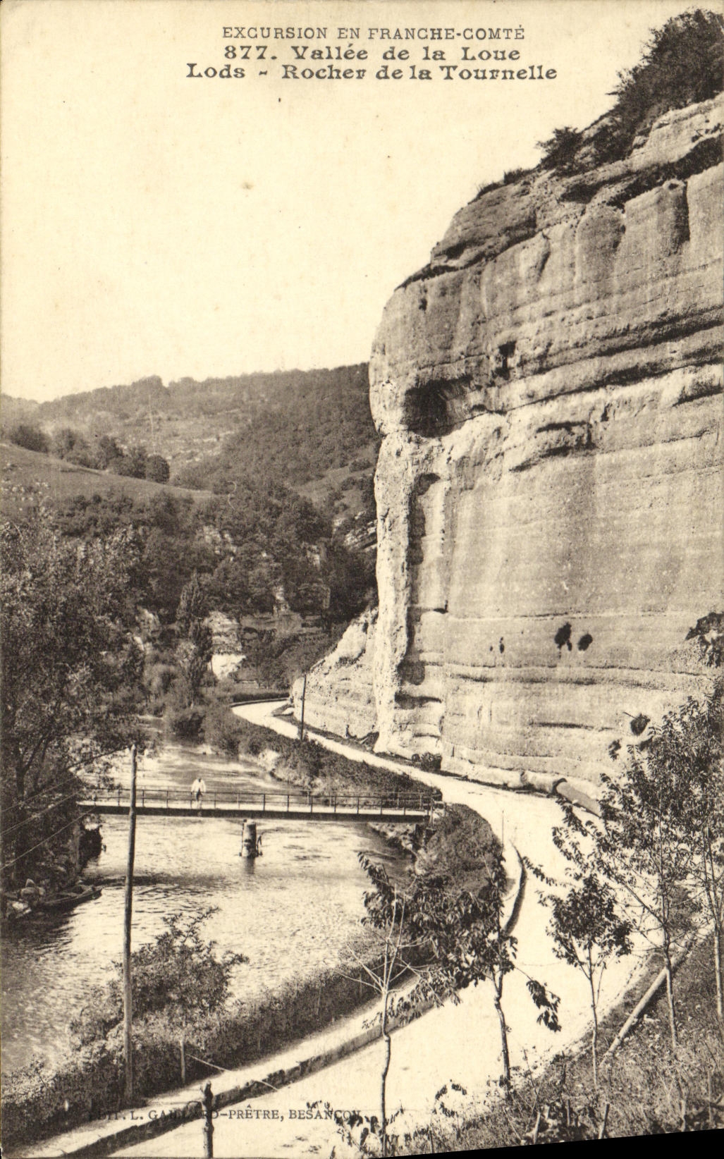 Vallée de la Loue - Rocher de la Tournelle — Excursion en Franche-Comté, n°877 — Éditeur L. Gandard-Prêtre, Besançon