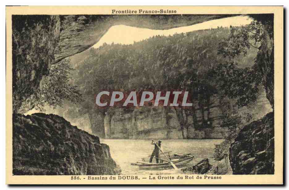Bassins du Doubs — La Grotte du Roi de Prusse — Frontière Franco-Suisse — Éditeur C. L. B. Bisangon, n° 886