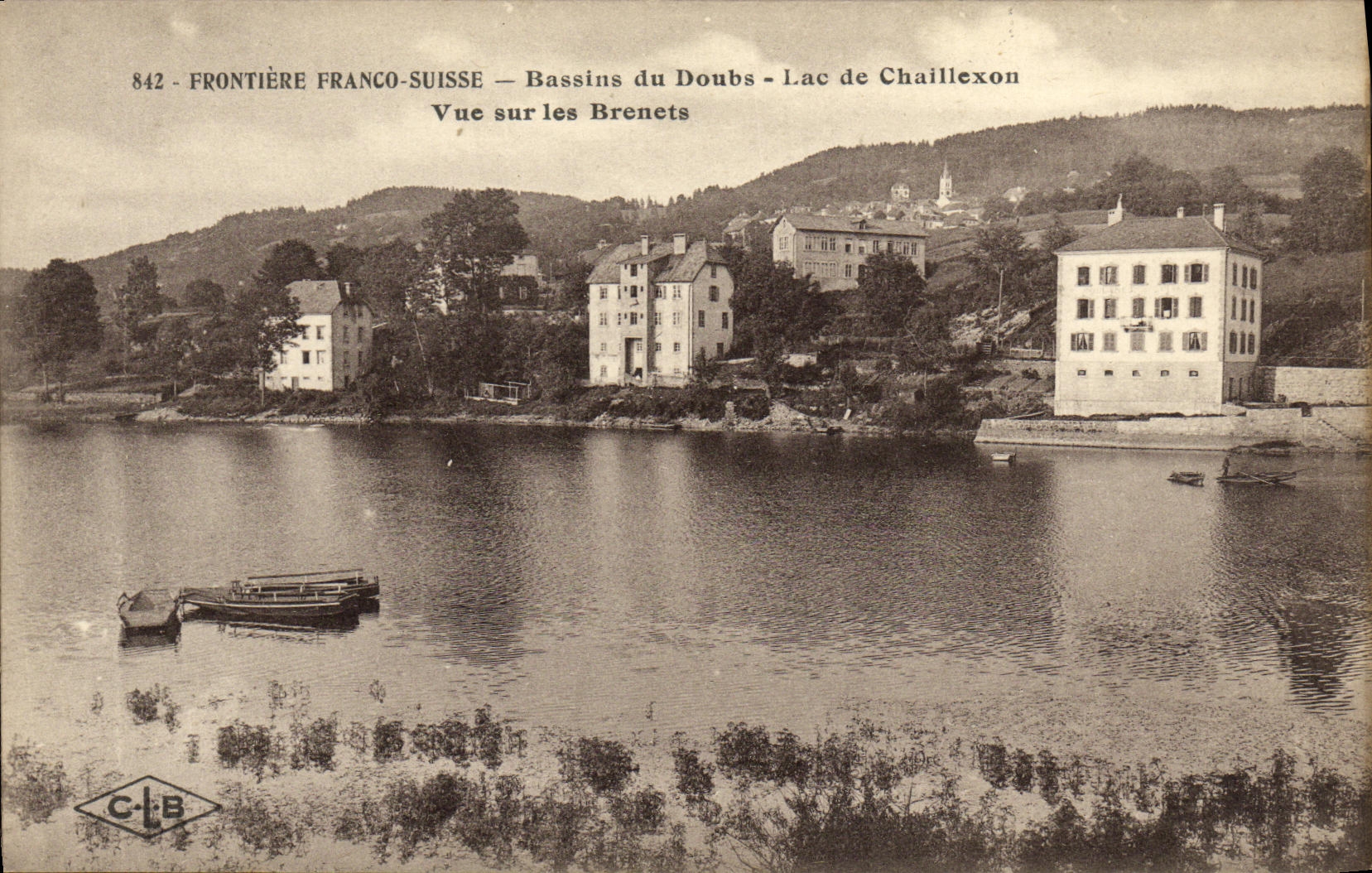 Frontière Franco-Suisse — Bassins du Doubs — Lac de Chailllexon — Vue sur les Brencts — C.L.B. n°842