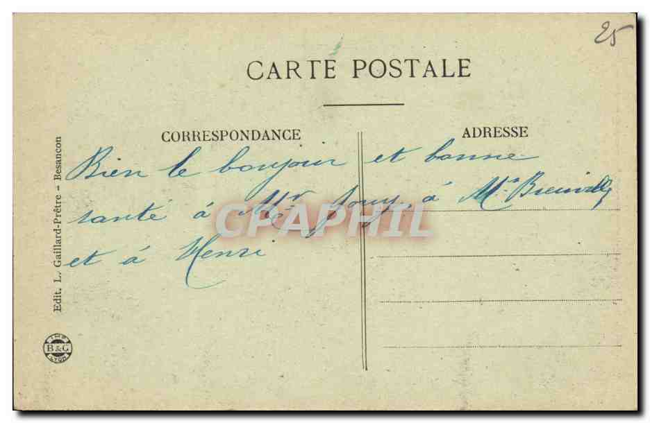 Frontière Franco-Suisse — Les Bassins du Doubs — L. Gaillard-Prêtre, n°1485 — Reverso