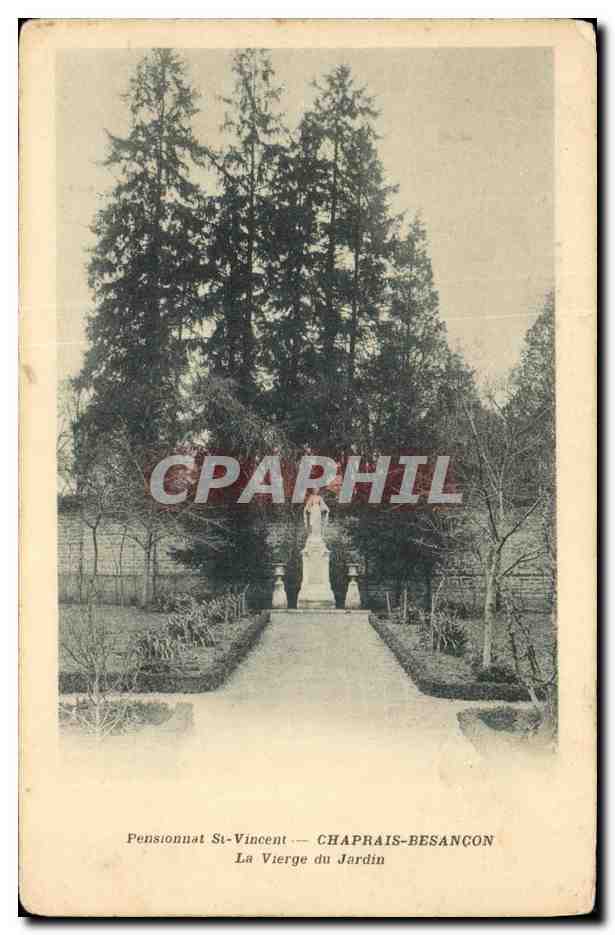 CPA Pensionnat St Vincent Chaprais Besancon La Vierge du Jardin