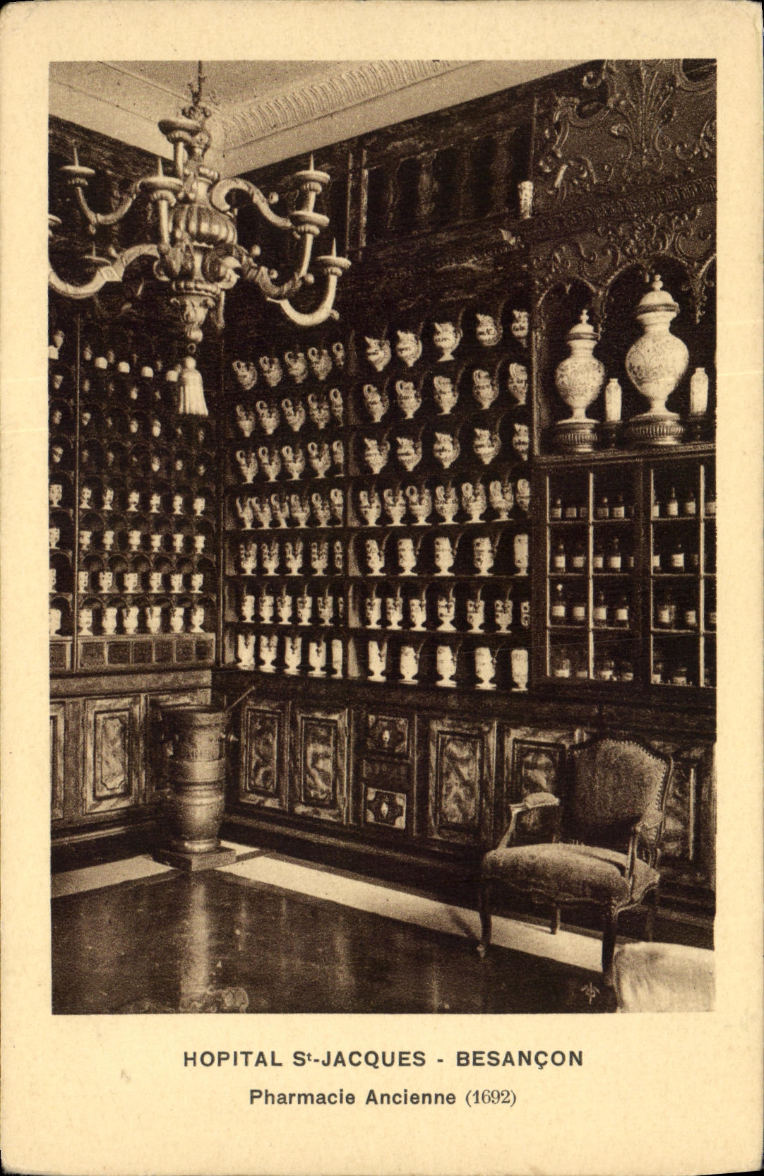 Antike Ansichtskarte Krankenhaus St Jacques Besancon Alte Apotheke