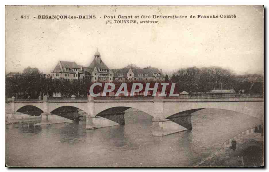 CPA Besancon les Bains Pont Canotaet Cite Universitaire de Franche Comte