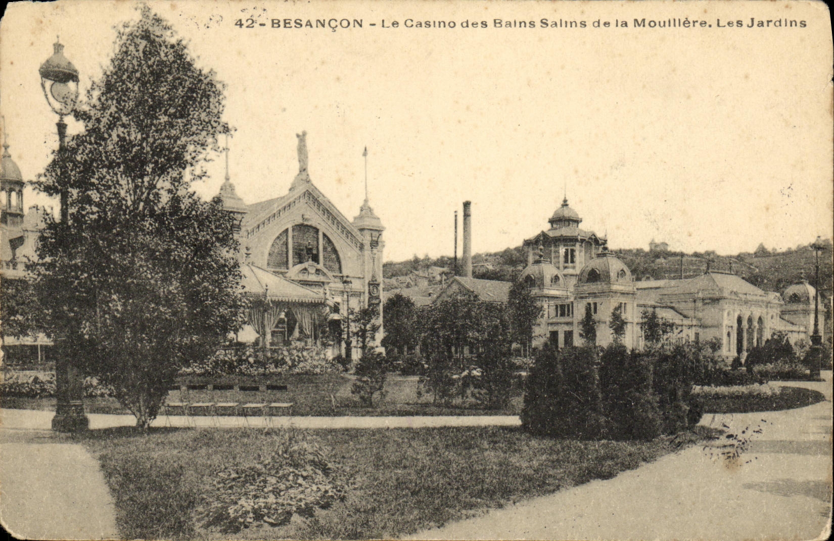 Besançon — Das Casino der Salinen von la Mouillère. Die Gärten — Verlag nicht sichtbar, Nr. 42