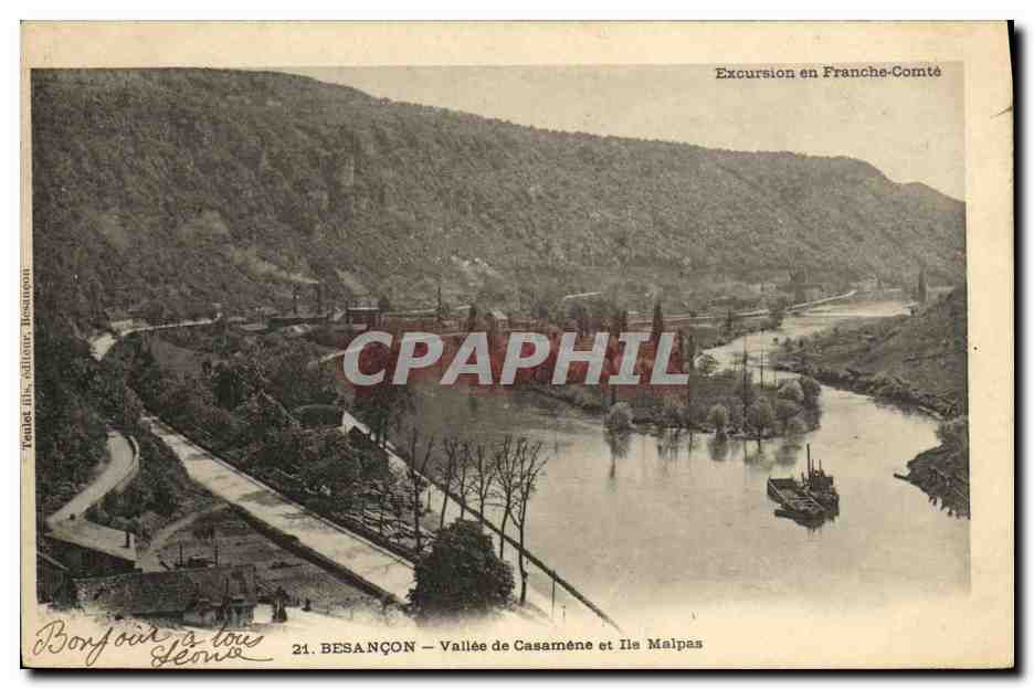 CPA Besancon Vallee de Casamene et lle Malpas Bateau
