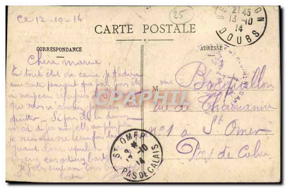CPA Besancon Historique Le Doubs a Tarragnoz — Rückseite