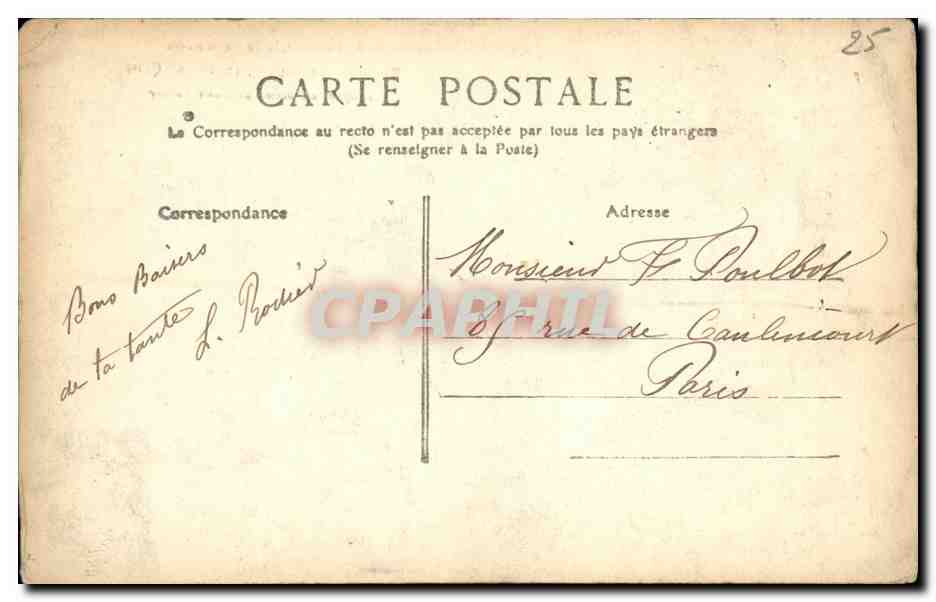 CPA Maison natale de Proudhon Rue du Perit Battant Besancon — Rückseite