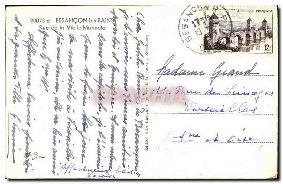 CPA Besancon les Bains Rue de la Vielle Monnaie — Rückseite