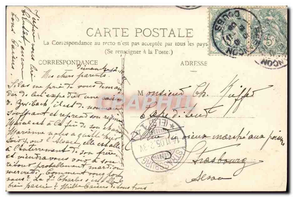 CPA Besancon Portail du Palais Granvelle — Rückseite