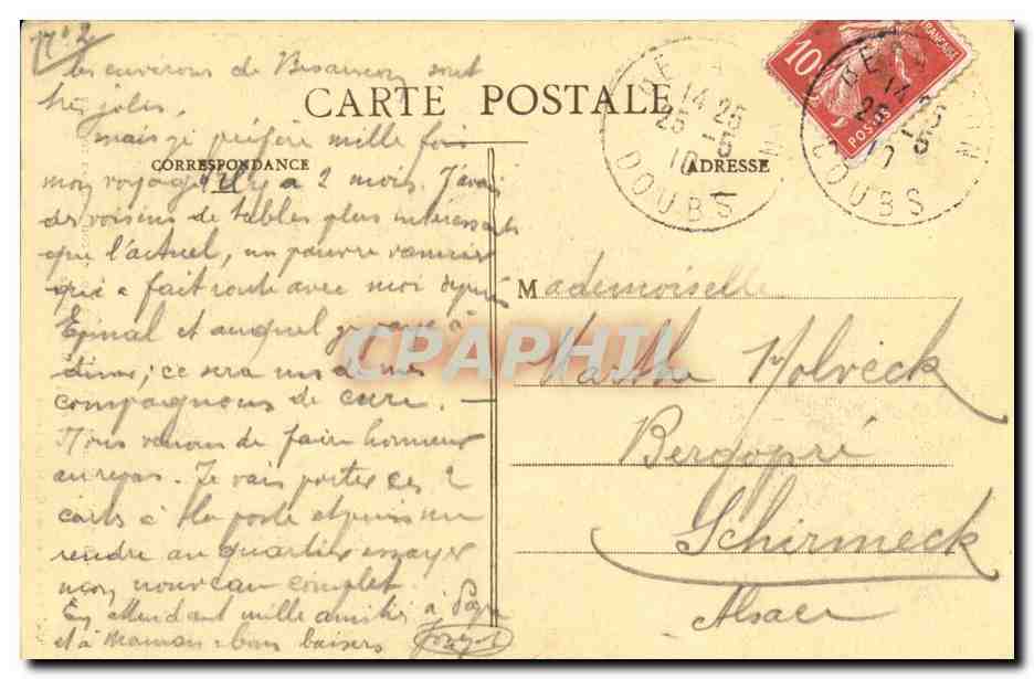 CPA Besancon les Bains La Porte Noire construction romaine epoque Marc Aurele — Verso