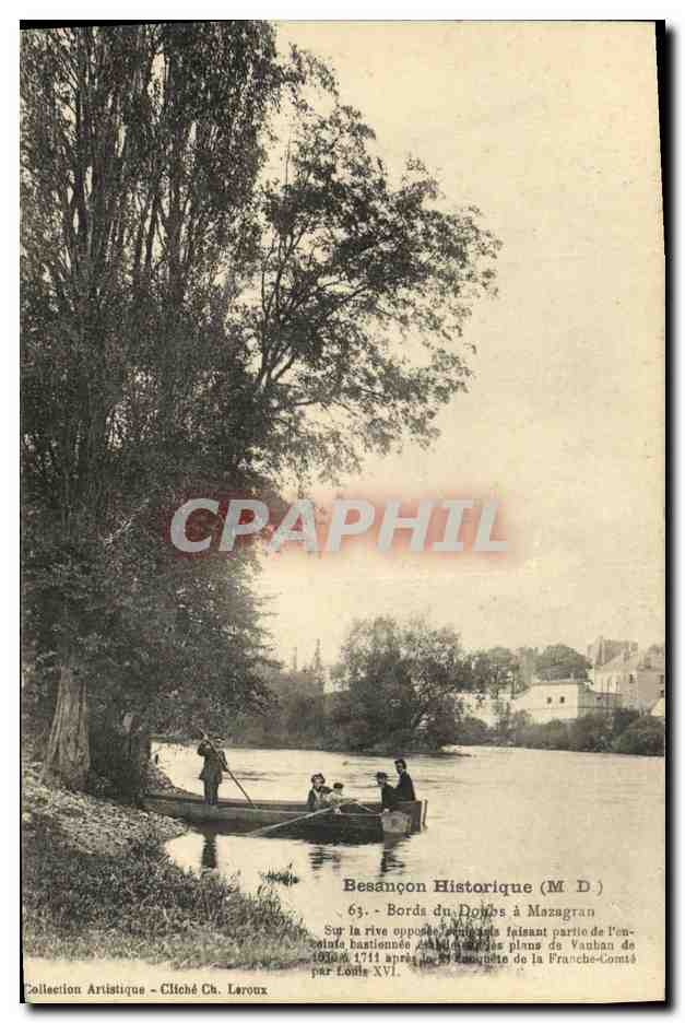 CPA Besancon Historique Bords du Doubs a Mazagran Passeur en barque