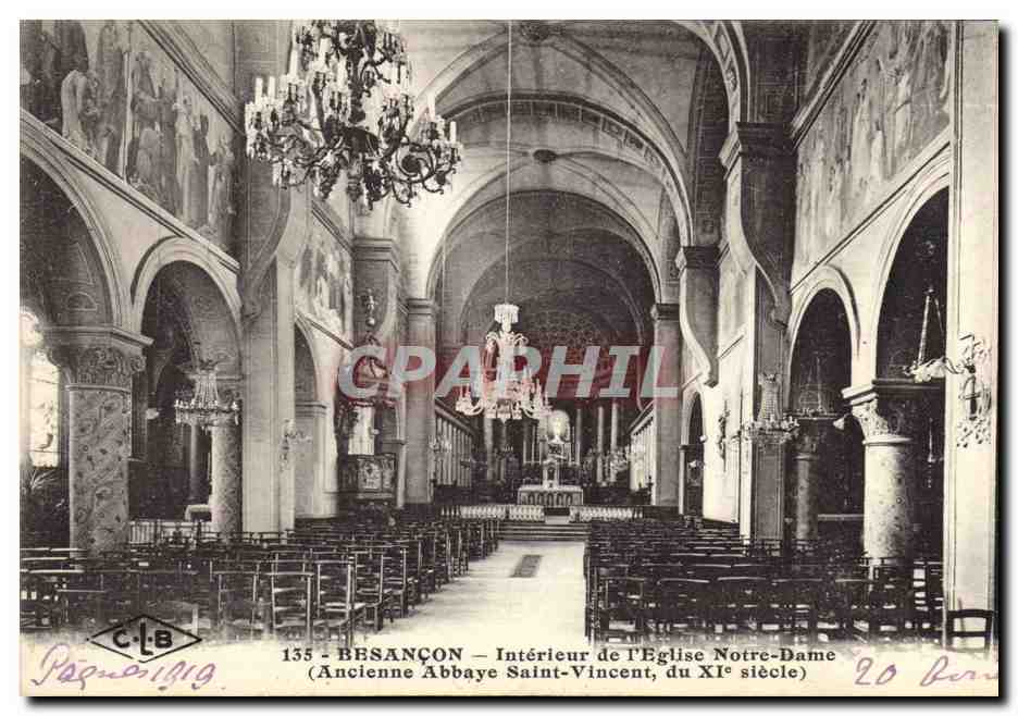 CPA Besancon Interieur de l Eglise Notre Dame Ancienne abbaye Saint Vincent