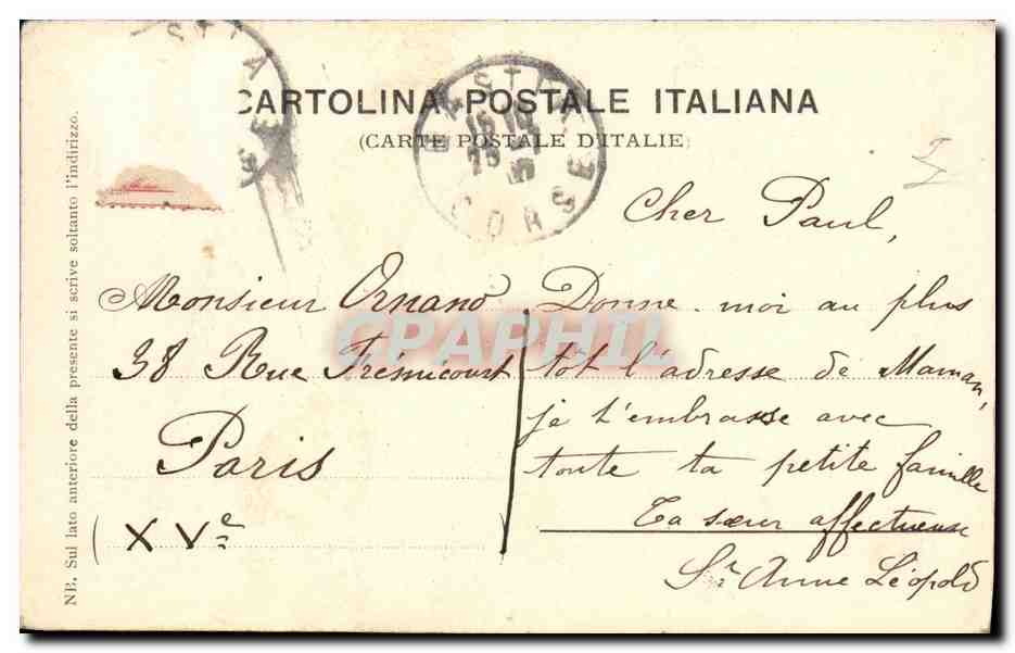 CPA Ricordo di Olivetta Valle di Roia — Rückseite