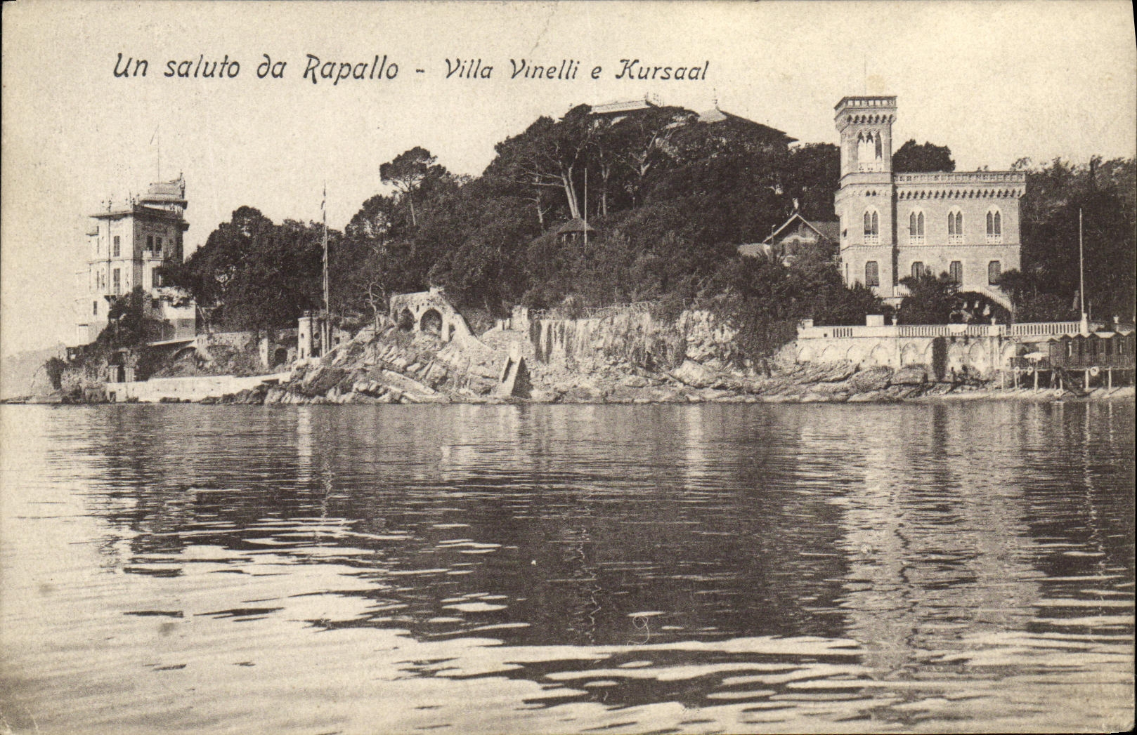 CPA Un Saluto da Rapallo Villa Vinelli e Kursaal