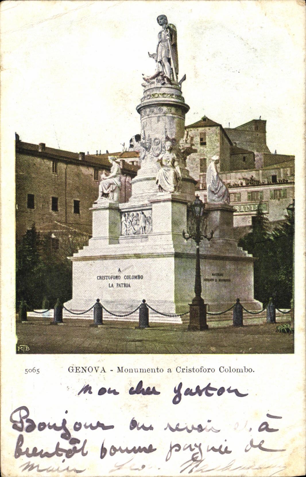 CPA Genova Monumento a Cristoforo Colombo Christophe Colomb