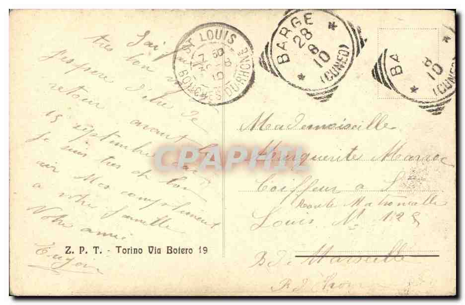 CPA Torino Castello e Villaggio Medioevale — Rückseite