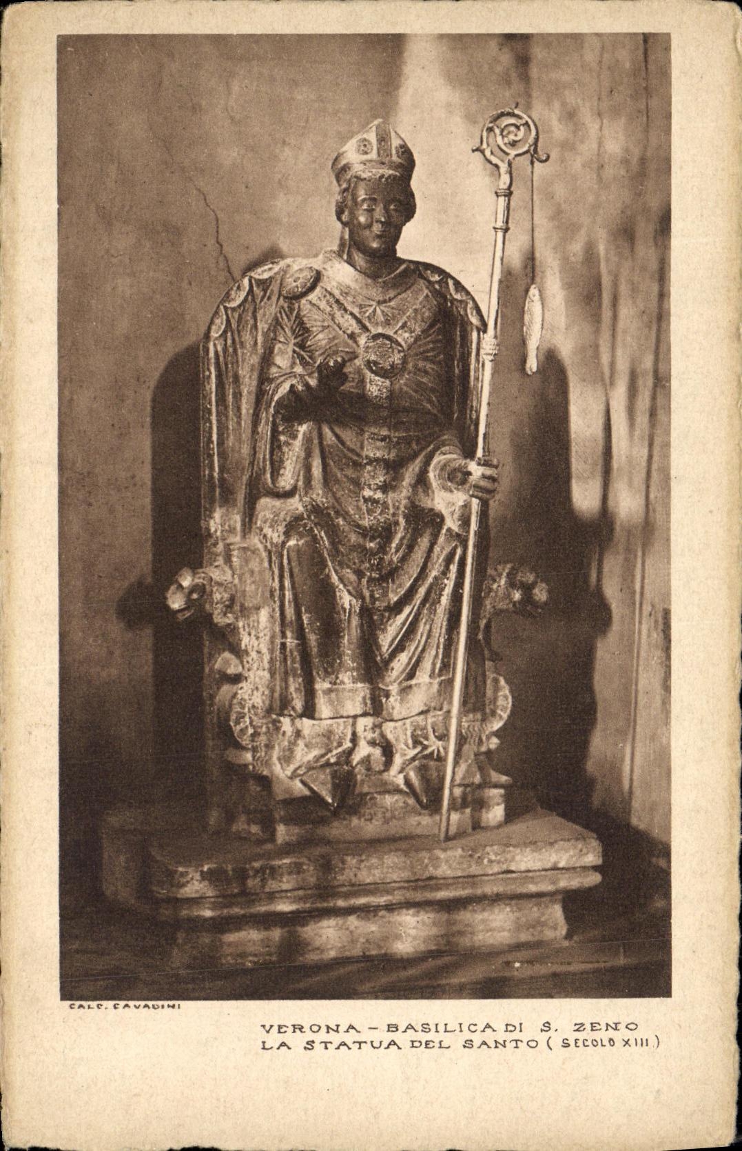 CPA Verona Basilica di S Zeno La Statua del Santo