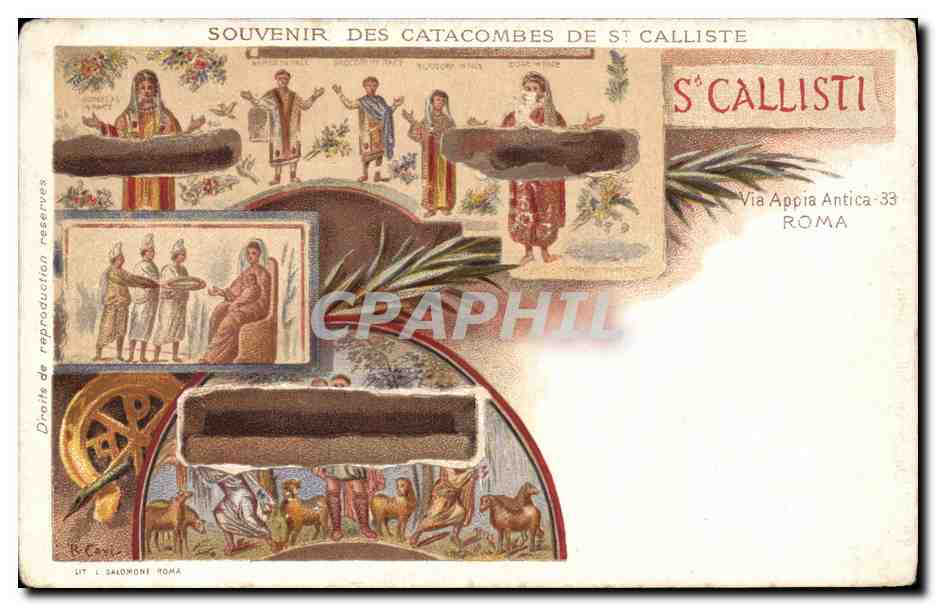 CPA Souvenir des Catacombes de St Calliste Via Appia Antica Roma