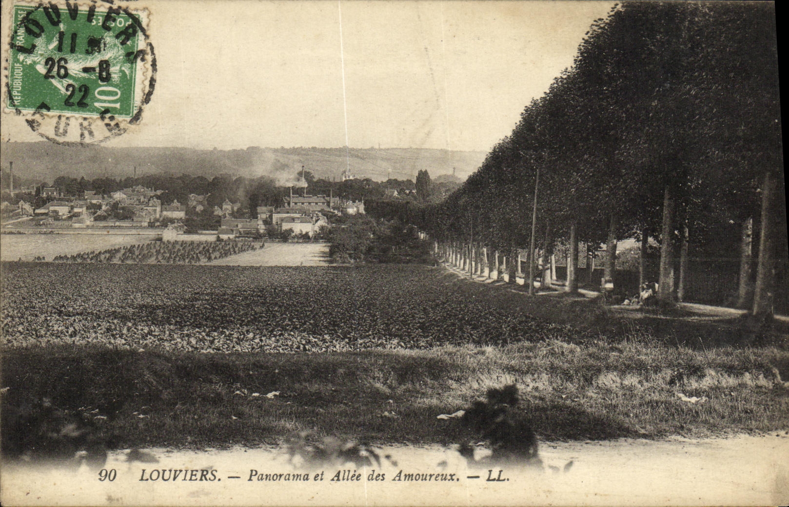 CPA Louviers Panorama et Allee des Amoureux