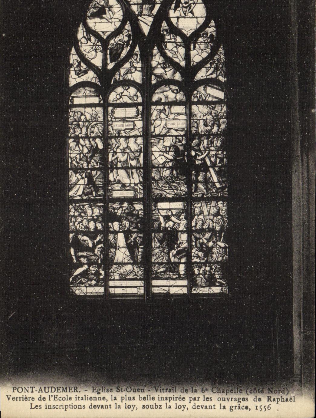 CPA Pont Audemer Eglise St Ouen Vitrail de la Chapelle Verriere de l ecole italienne