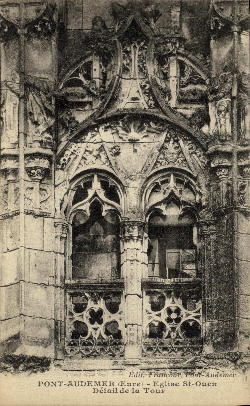 CPA Pont Audemer Eglise St Ouen Detail de la Tour
