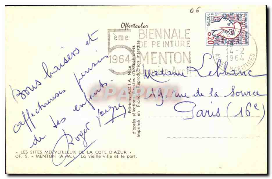 CPM Menton La vieille ville et le port Bateau — Rückseite