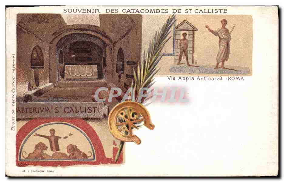 CPA Souvenir Des Catacombes De St Calliste Roma