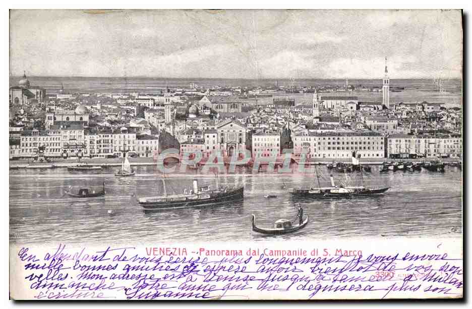 CPA Venezia Panorama dal Campanile Bateaux 