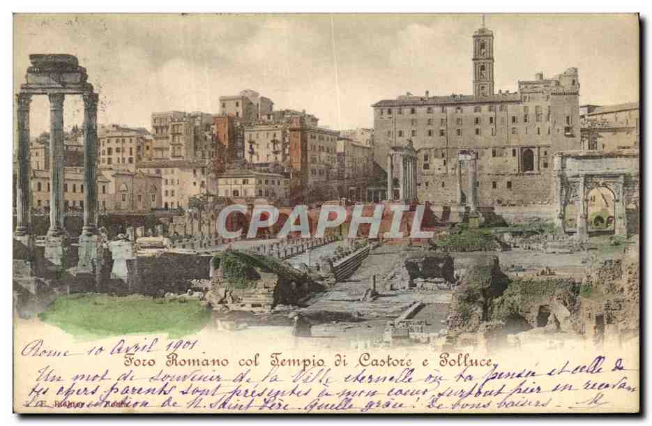 CPA Foror Romano Col Jempio di Castore Polluce Roma