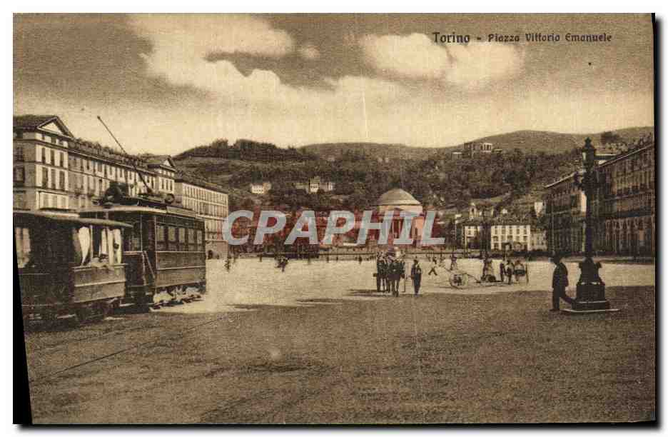 CPA Torino Piazzo Vittorio Emanuele Tramway