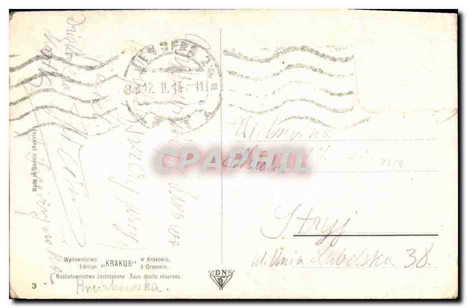 CPA Korpal Pinx Podnios Krakus Cracovie Pologne  — Verso