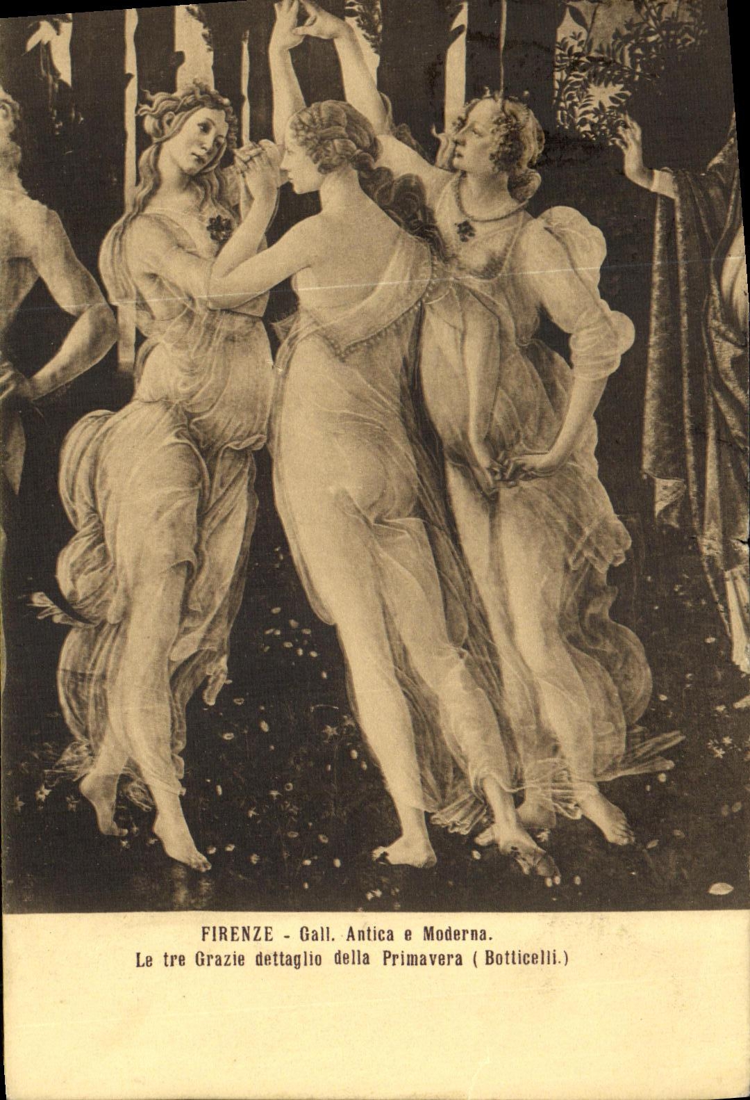 CPA Firenze Gall Antica e Moderna Le Tre Grazie Botticelli