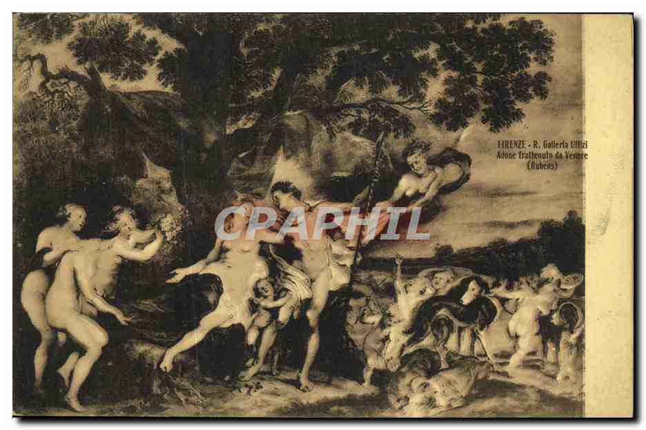 CPA Rubens Firenze Adone trattenuto da Venere