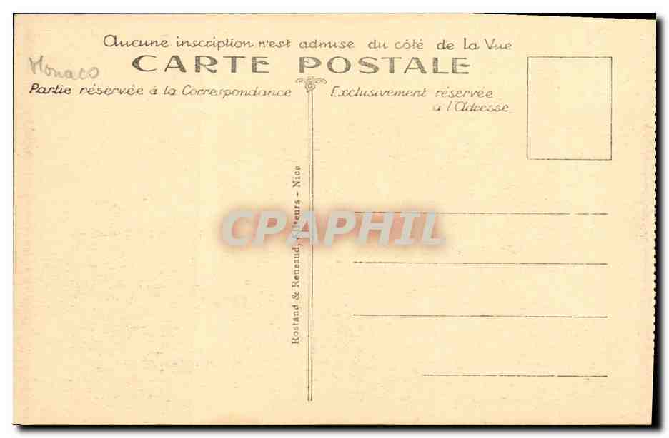 CPA Monte Carlo Vue Sur le Casino Les Terrasses et le Rocher — Rückseite
