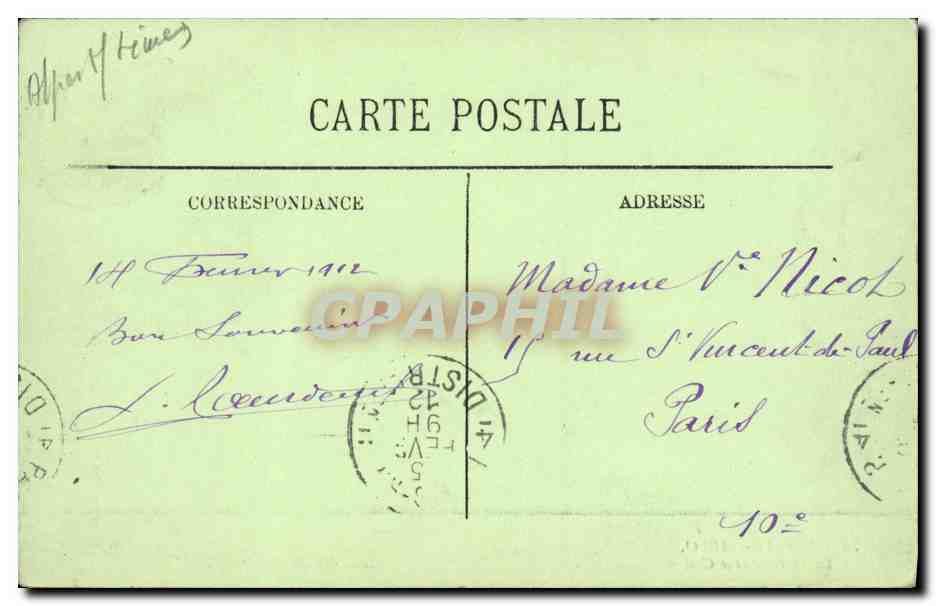 CPA Monte Carlo La Terrasse et le Casino — Rückseite