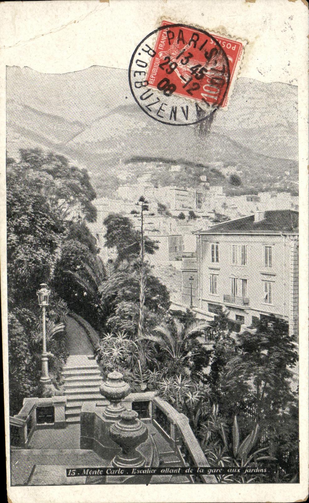CPA Monte Carlo Escalier allant de la gare aux jardins