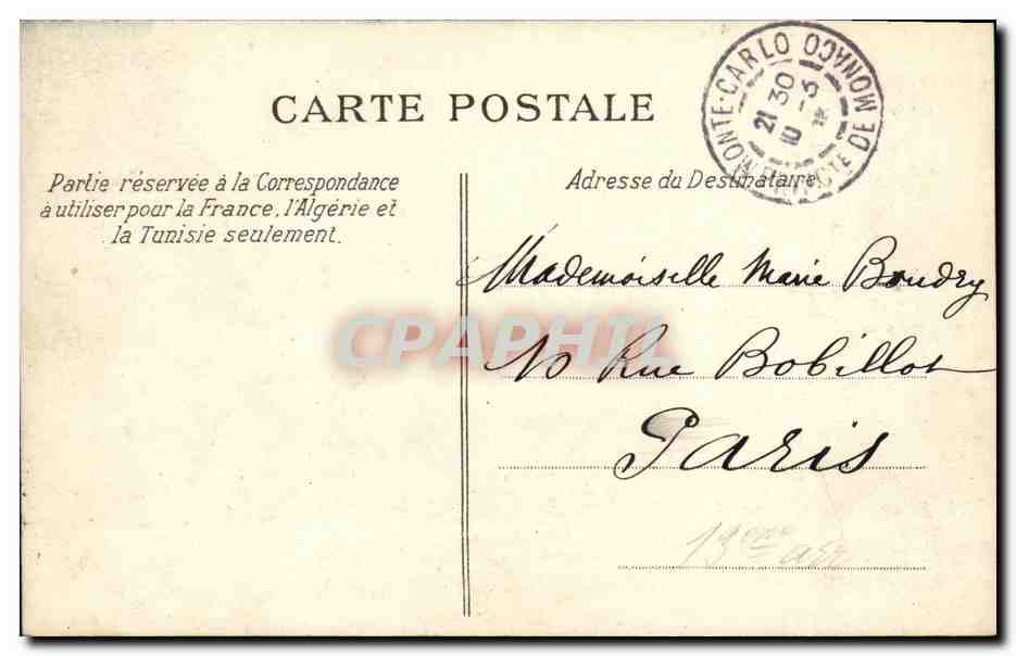 CPA Monte Carlo Allees Du Casine — Rückseite