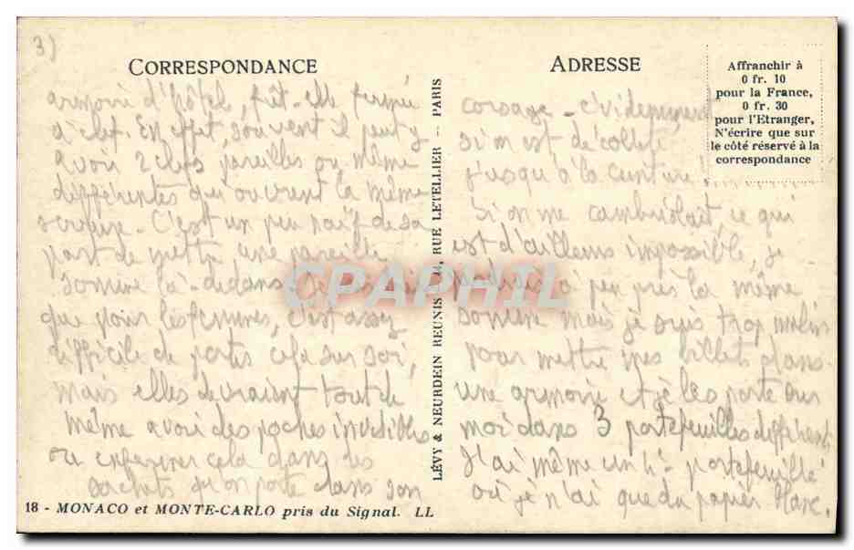 CPA Monte Carlo pris du Signal — Rückseite