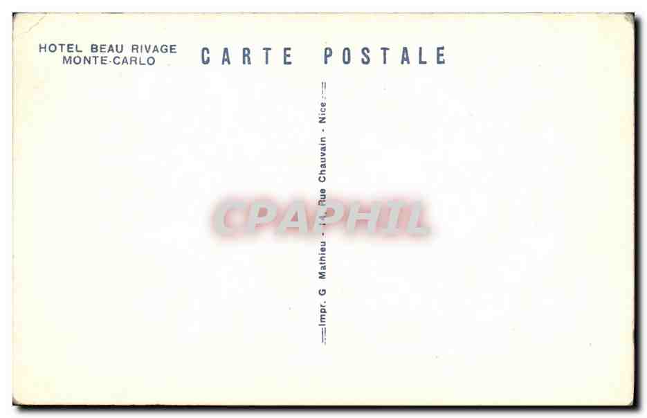 CPA Monte Carlo Hotel Baau Rivage — Rückseite