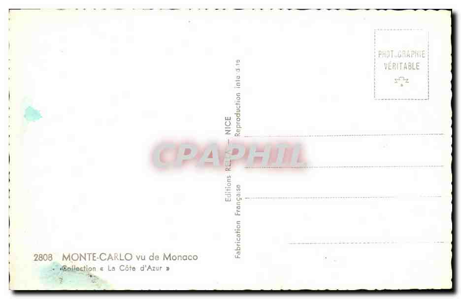 CPA Monaco Monte Carlo Vu de Monaco — Verso
