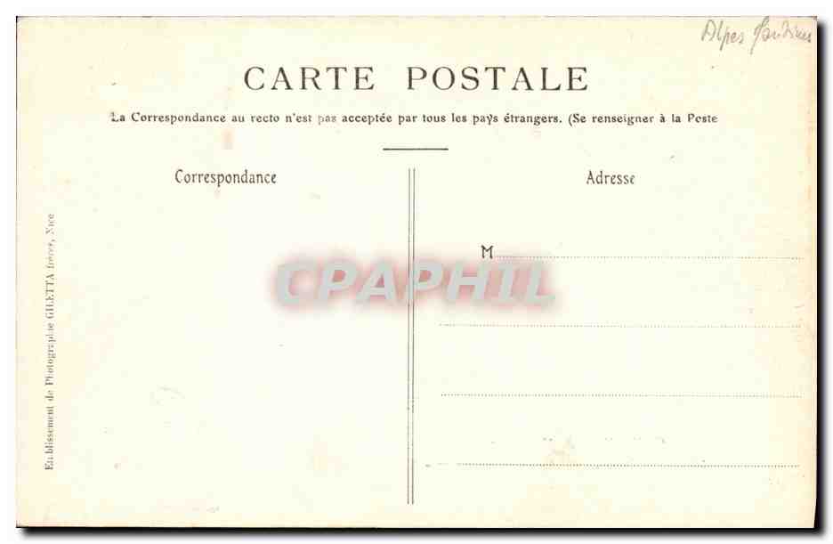 CPA Ligne du Sud la France Cascade pertrifiante du Saut du Loup Excursions au Sud de Bice — Rückseite