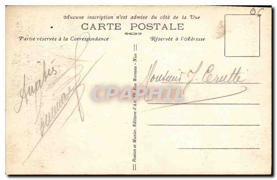 CPA De La Cote D Azur Recevez Ces fleurs Folklore Femme — Rückseite