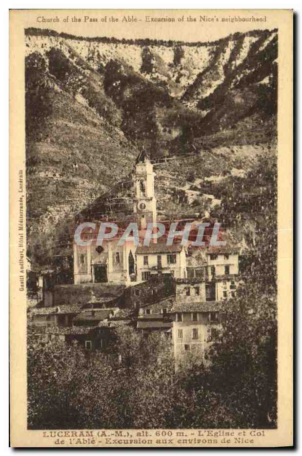 CPA Luceram L eglise et col de l Abbe Excursion aux environs de Nice