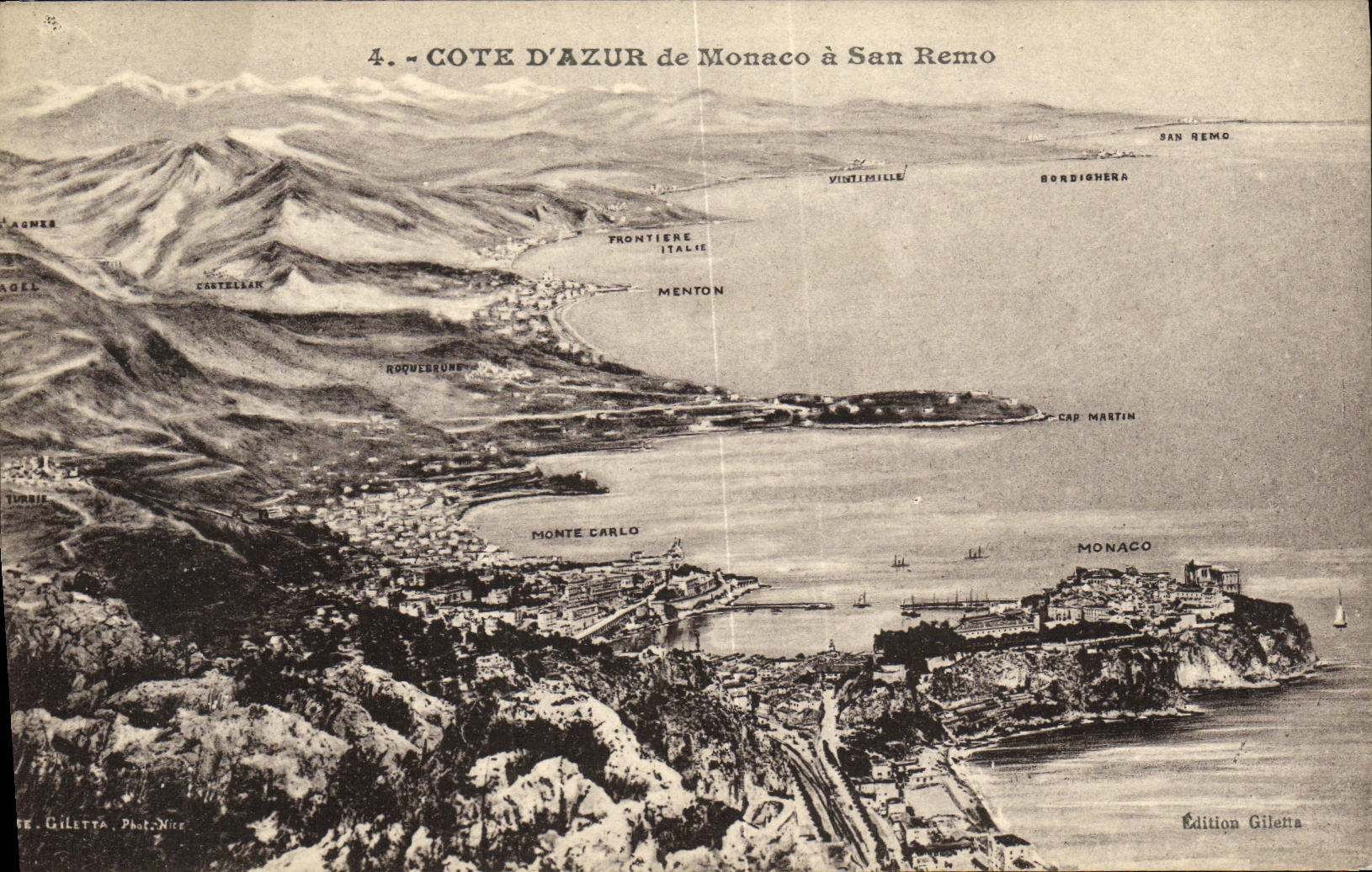 CPA Cote d azur de Monaco a San Remo