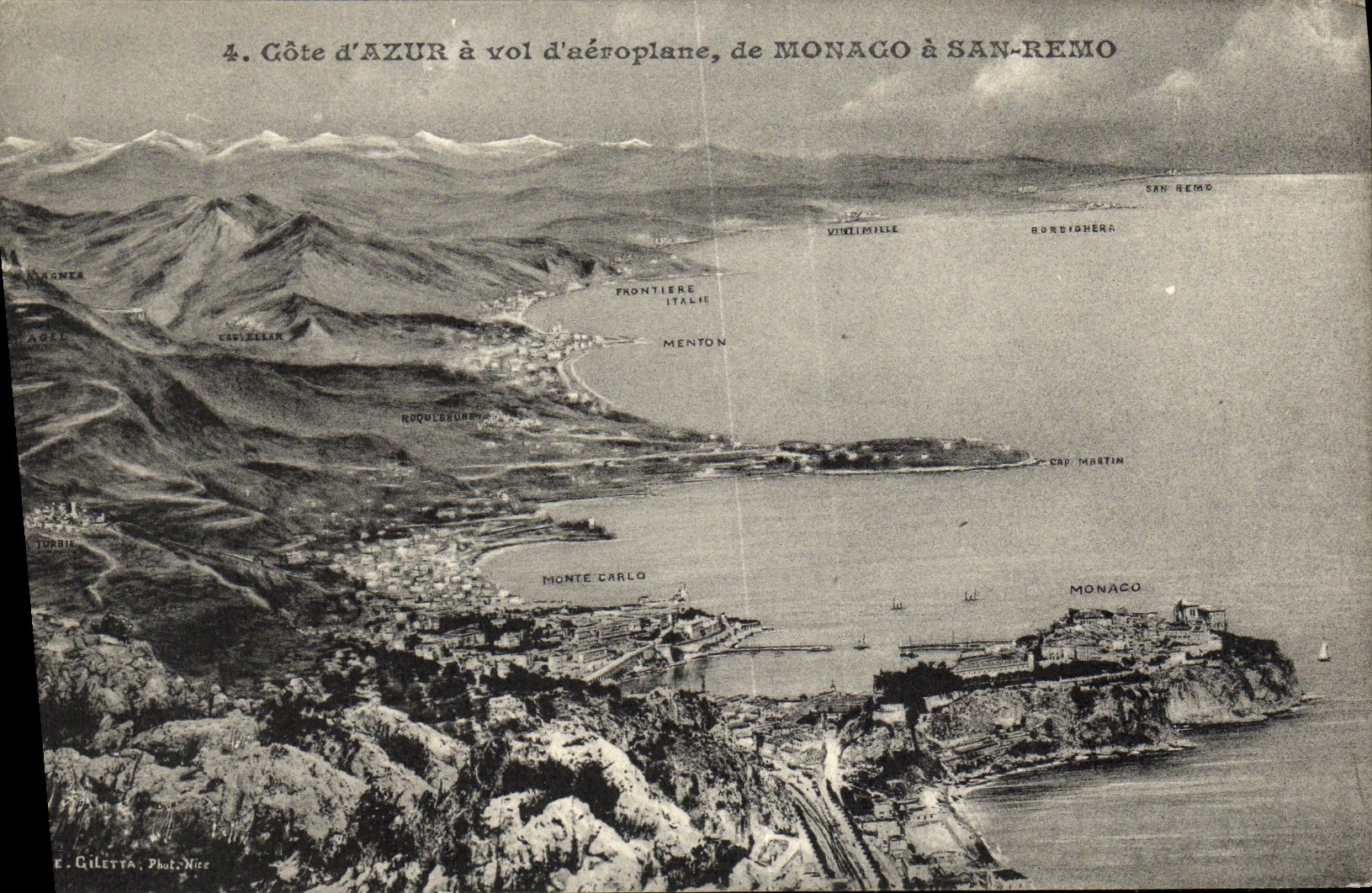 CPA Monaco a San Remo Vue d aeroplane