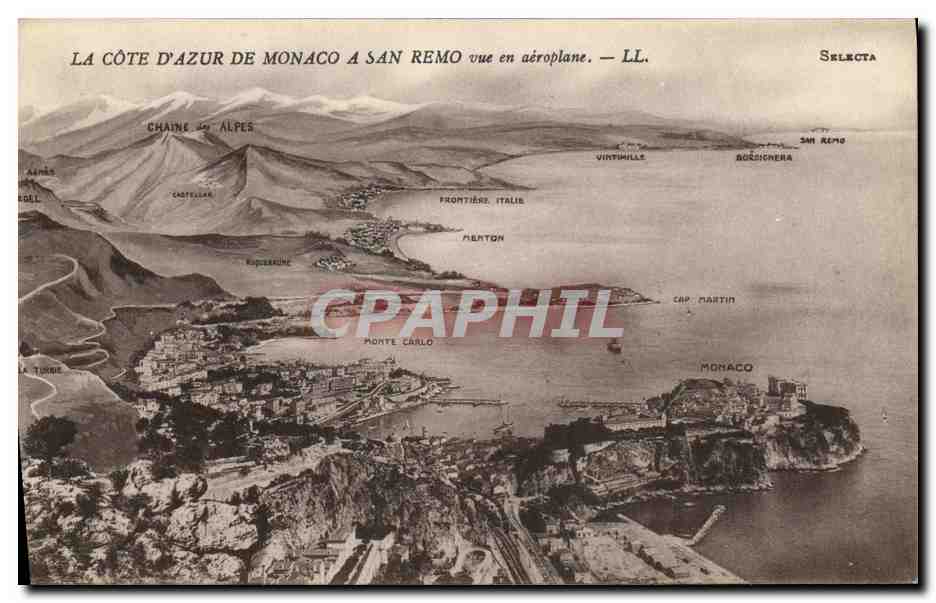 CPA Monaco a San Remo Vue en aeroplane 